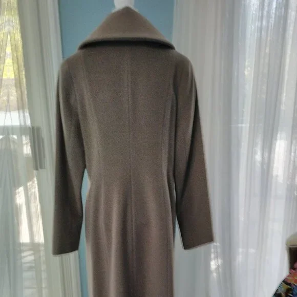 Cinzia Rocca Shawl-Collar Wool Maxi Coat,Taupe size 8 - Picture 6 of 16
